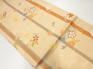 流水・桜・楓・笹模様織出し名古屋帯